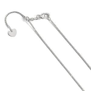 1mm 14k White Gold Adjustable D/C Open Franco Chain Necklace, 22 Inch
